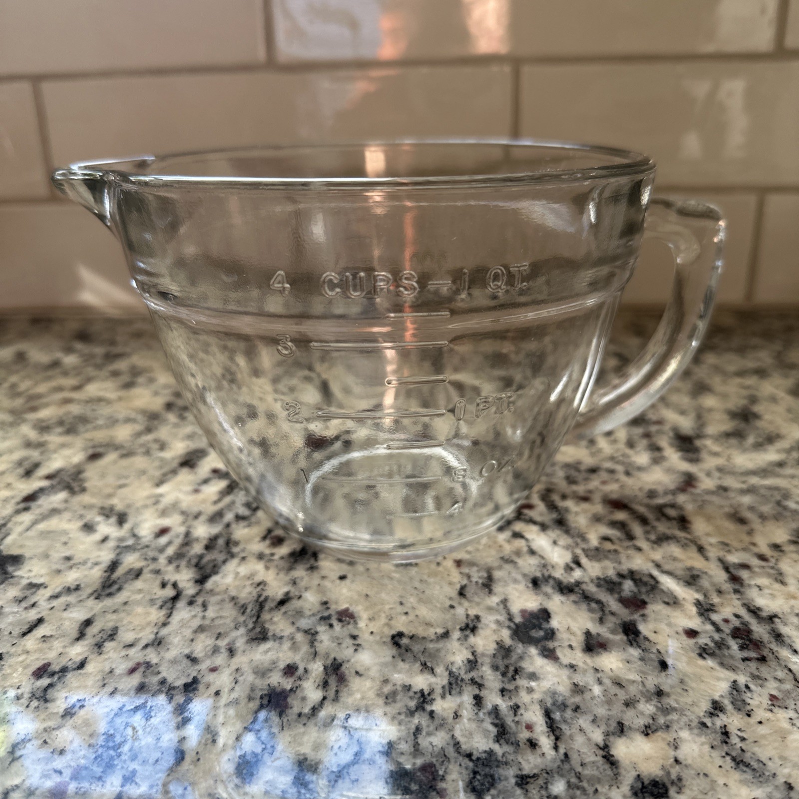 Pampered Chef 4 Cup 1 Quart Glass Measuring Mixing Batter Bowl #89 USA 1 Liter