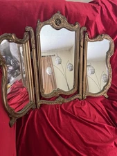 Mirror Bevel Edge Atsonea Art Deco Dressing Table Triple Fold  Antique Tilting