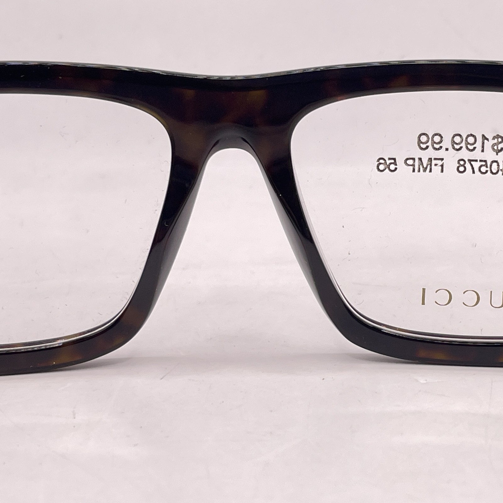 Gucci Mens Large Square Full Rim Eyeglasses GG462O Havana Pre-Owned thumbnail 8