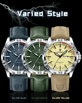 Herren Quarzuhren 3 ATM Wasserdicht Leuchtdatum Edelstahl Armbanduhren