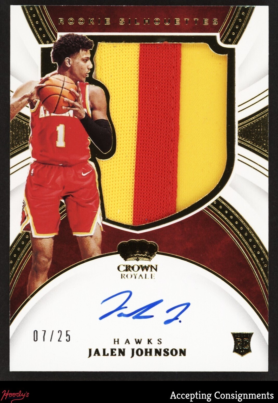 2021-22 Crown Royale Silhouette Prime Jalen Johnson RC ROOKIE PATCH AUTO RPA /25