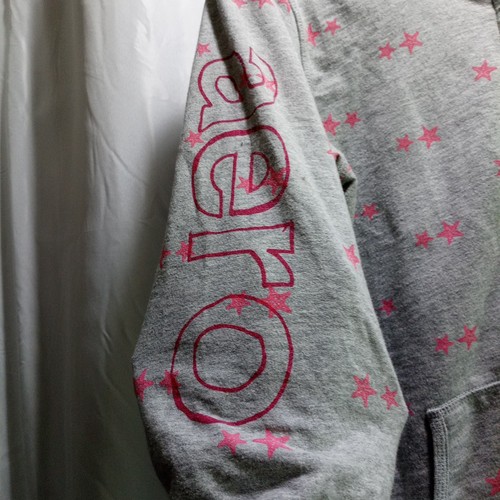 Aeropostale Vintage Quarter Sleeve Gray Hoodie With Pink Stars Size XL - Picture 3 of 4
