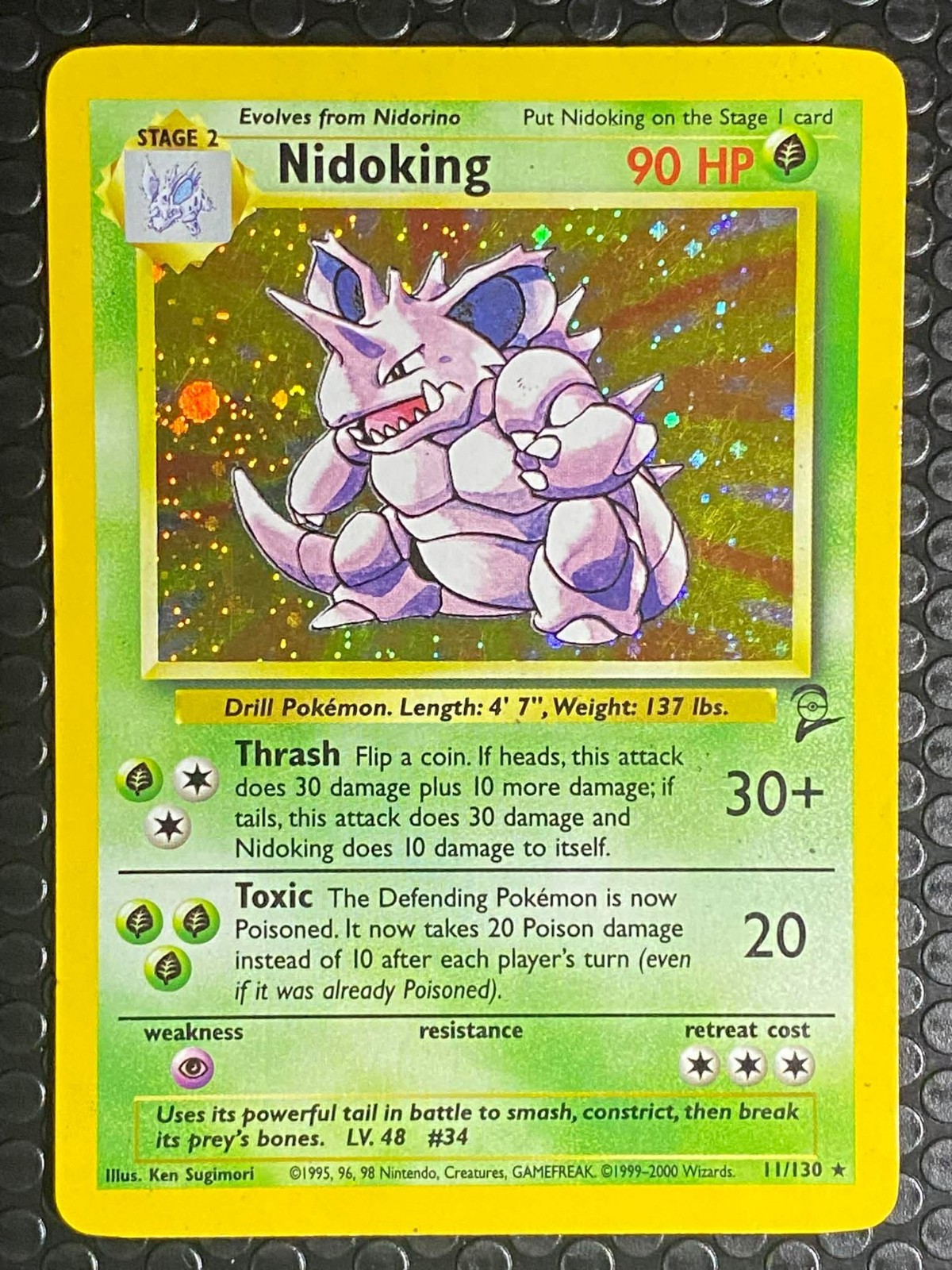 Pokemon TCG Nidoking 11/130 Base Set 2 Holo Rare 2000 English MP