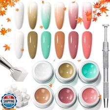 6 Colors Pat Painting Gel Polish Kit for Nails, Ombre Gradient Fall Winter Ge