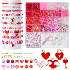 Valentine s Day Beads Kit for Bracelet Making, Love Theme Jewelry Making Supp...
