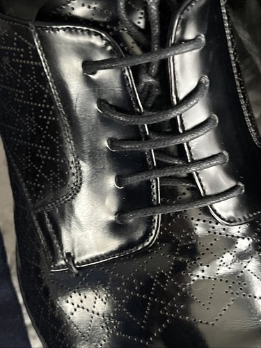 PRADA 2EE105 BLACK 9.5 Spazzolato Perforated Style LEATHER Calzature Uomo LaceUp - Picture 7 of 24