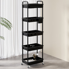 5-Tier Rolling Utility Cart Multifunctional Storage Cart with Drawer