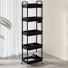 5-Tier Rolling Utility Cart Multifunctional Storage Cart with Drawer
