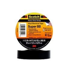 3M Super 88 Electricaltape, Black, 14-5/8Ydl, 1-1/2Inw