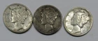 LOT 3 Mercury 90% Silver Dimes: 1941-P, 1943-D and 1943-P -NR