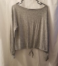Fashion Nova You Gotta Chill Lounge Top Women Small Gray Long Sleeve Drawstring