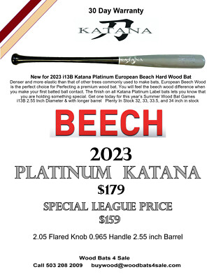 SALE HURRY Katana PRO i13 Euro Beech Extreme Density Wood Baseball Bat 33.5 inch