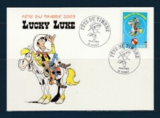 carte 1er jour fête du timbre Lucky Luke   12  Rodez   2003
