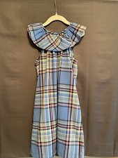 Tea Collection Sleeveless Plaid, Ruffle Detail Dress w/ pockets - Size 7
