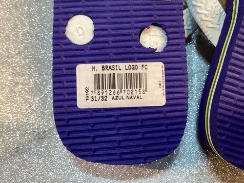 Sandali infradito HAVAIANAS bambino logo Brasile blu bianco EU31-32 UK12- 13 - Foto 8 di 8