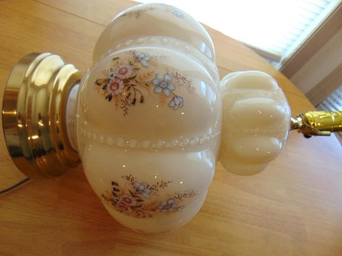 MCM Beaded Bubble Lamp Hollywood Regency Falkenstein Floral Melon Ivory 2 Avail - Picture 7 of 11
