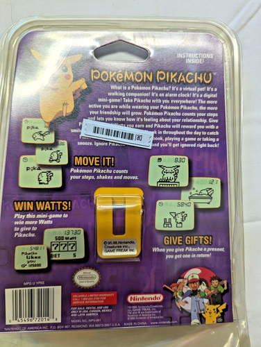Vtg 98 Nintendo Original Pokemon Pikachu Electronic Virtual Pet NIP (Rare) - Picture 3 of 6