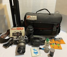 Pentax ME 35mm SLR Camera With Tamron 372D AF 70 300MM Lens Lot Description 