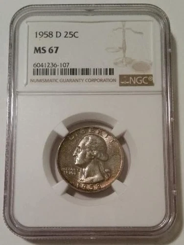 1958 D Washington Quarter MS67 NGC Toning