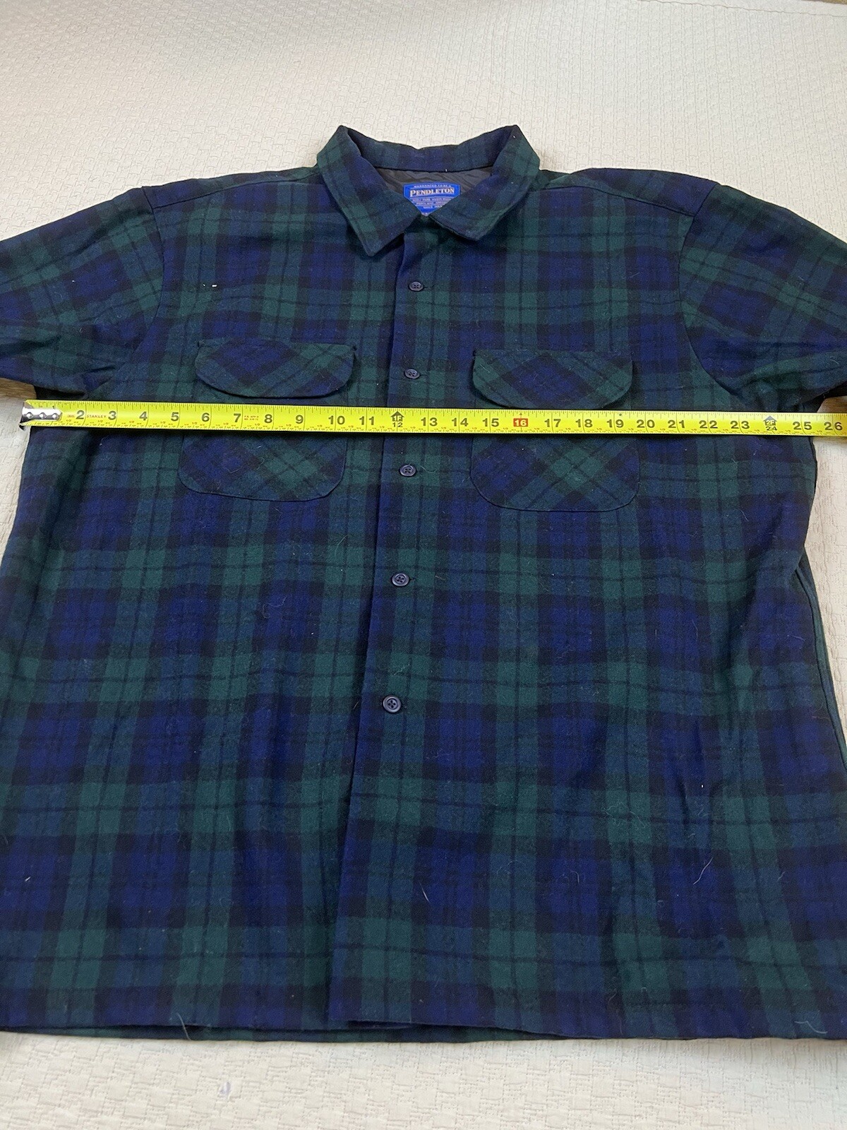 Pendleton Board Shirt Plaid Wool Loop Collar Vint… - image 12
