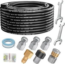 4000PSI Sewer Jetter Nozzles Kit 50FT Drain Cleaning Hose for Pressure Washer