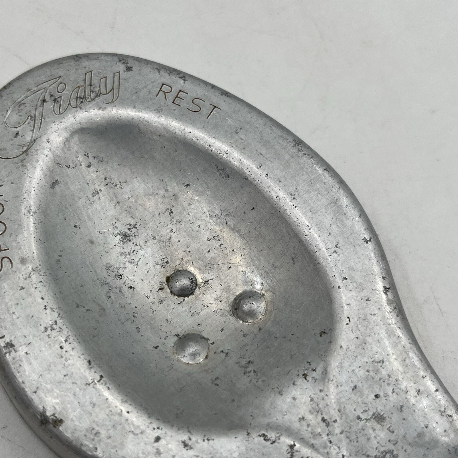 VTG Foley Tidy Kitchen Spoon Rest Aluminum 5-1/4" long MCM Retro Farmhouse Kitch