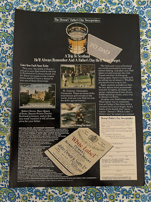 Vintage 1981  Dewar s White Label Scotch Print Ad Father s Day Sweepstakes