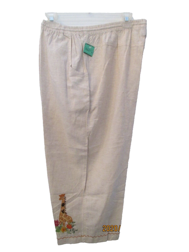 Vintage Women's Plus Size XL Clothing Lemon Grass Beige Capri New with Tag