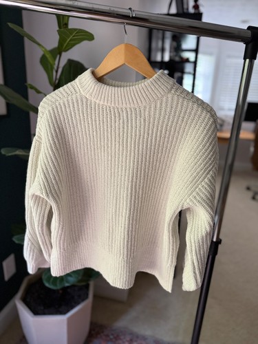 Trendy Old Navy Girls Size XXL Pullover High-low Mock-Neck Sweater— Ivory - Picture 3 of 3