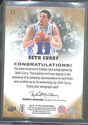 2013-14 Upper Deck Basketball Rookie Autograph #26 Seth