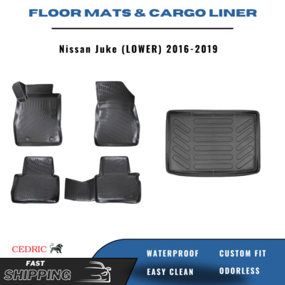 Car Floor Mats & LOWER Cargo Liner for Nissan Juke 2016-2019 Facelifted 3D Set