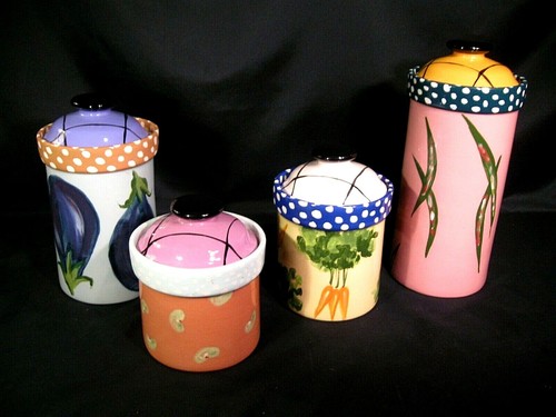 Droll Designs Vegetable Motif Canisters Set of 4 - Picture 2 of 12