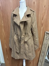 New Charlotte Russe Tan Pea Coat Winter Outerwear L Large Nwt Belted