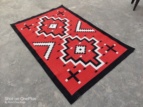 5x8 Fuß Handgewebter Rot Navajo Teppich Western Kollektion Indianer Stil Rug - Bild 14 von 20