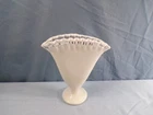 Fenton White Milk Glass CRYSTAL CREST Fan Vase 7" Tall INV2