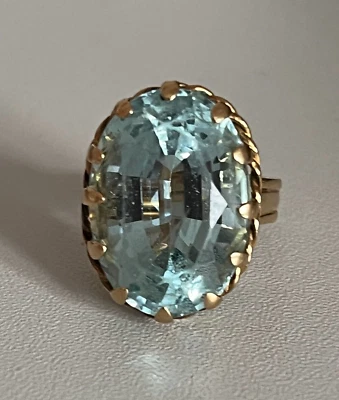 3870 –Bague Or Jaune Aigue-Marine 18 ct - Photo 1/4