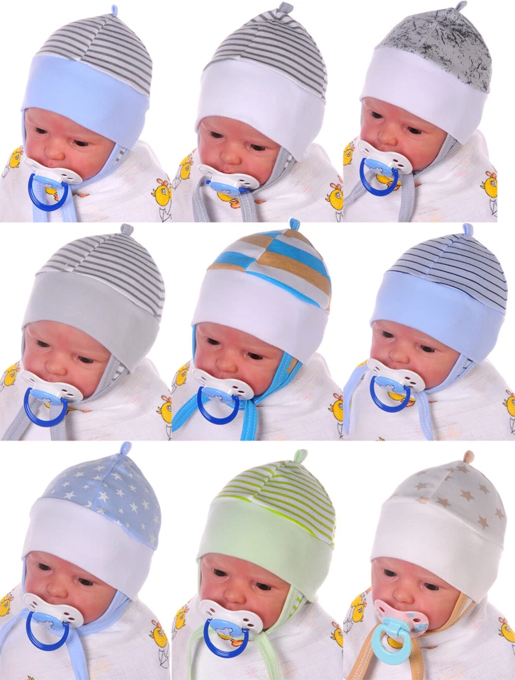 LA BORTINI Erstlingsmütze 32-40 Mütze Babymütze Haube Mützchen für Frühchen Neugeborene