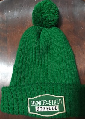 Vintage Retro Bench And Field Dog Food Winter Pom Hat Knit Slouch