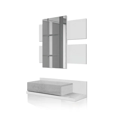 Recibidor con cajón + espejo, mueble colgante, mueble de entrada, Tekkan - Imagen 8 de 12