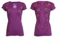 Archaic by Affliction Women's T-shirt Silent Sprint Biker Tattoo