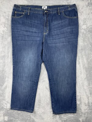Liberty Blue Jeans Men's 50* (Hemmed) Blue Relaxed Fit Straight Elastic Waist