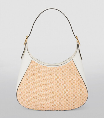 Prada - Cleo Shoulder Bag - White Leather & Woven Raffia Wicker