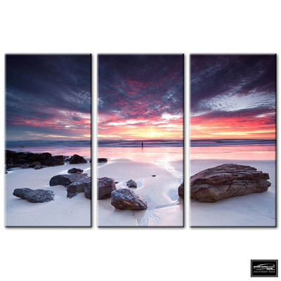 Sonnenuntergang Meereslandschaft Strand BOX GERAHMTE LEINWAND KUNST Bild HDR 280 g/m²
