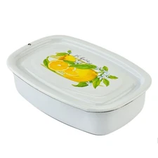 Novomoskovsk Lemon Enamel Kitchen Storage Container Enameled Baking Tray 1.1 qt