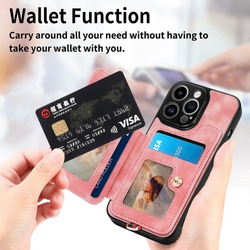 Ring Stand Leather Card Slot Phone Case For iPhone 14 13 12 11 Pro Max XR 8 7 6 - Picture 15 of 84