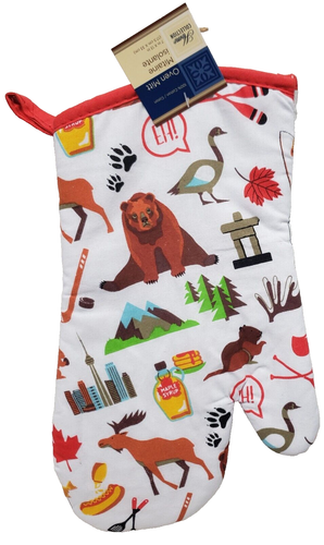 Printed Kitchen Jumbo Oven Mitt (13") CANADA'S SYMBOLS & ANIMALS, MAPLE LEAF, GR - Picture 1 of 12