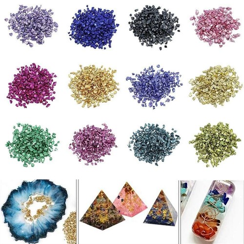 Rocas de relleno de piedra de vidrio 50 g resina epoxi geoda astillas de metal cristales rotos  - Imagen 1 de 29