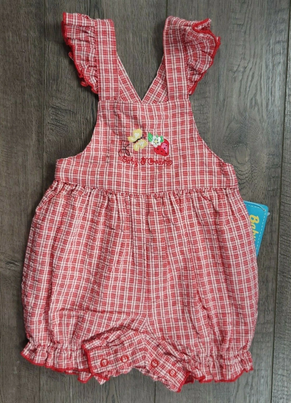 New, Vintage Baby Girl Clothes Oshkosh Baby B'gosh 12 Month Strawberry Shortalls