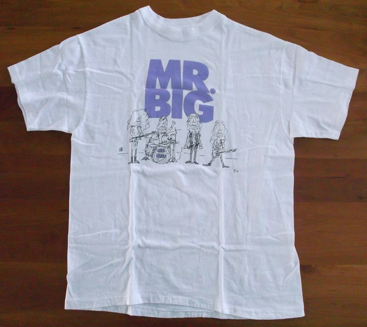 Vintage Paul Gilbert Illustrated Mr. Big Band T-shirt White Large 