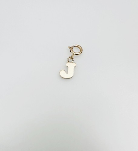 14K Solid Yellow Gold Mini/Very Small 'J' Initial Charm Pendant w/Spring Clasp - Picture 6 of 17